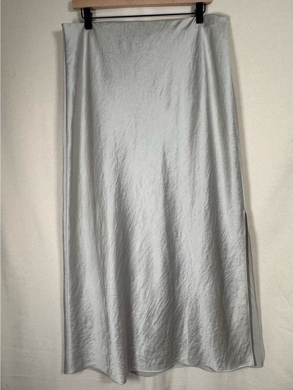 Madewell Satin Maxi Skirt w/Side Slit in Steel size 12 Romantic, elegant,chic